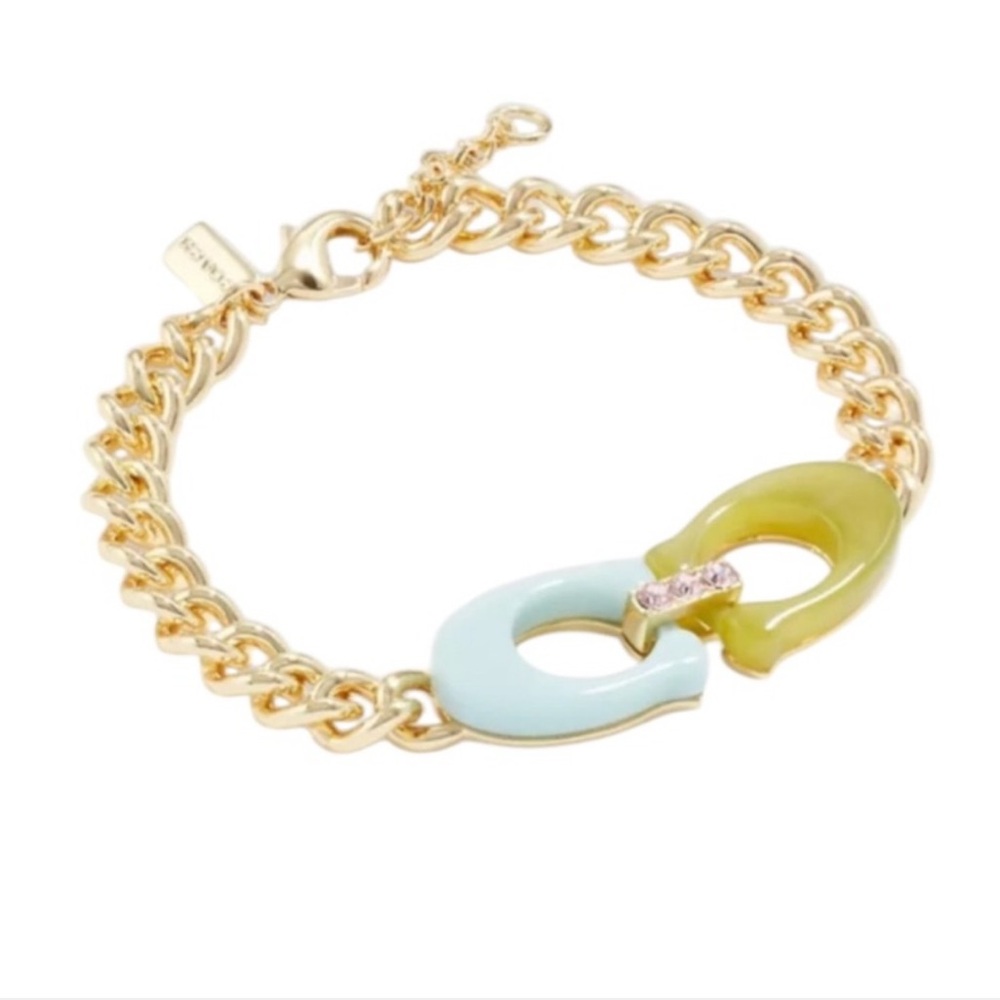 Coach Holiday Logo Cuban chain link bracelet